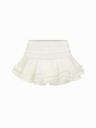 Chiffon Low Rise Ruffle Hem Layered Mini Skort