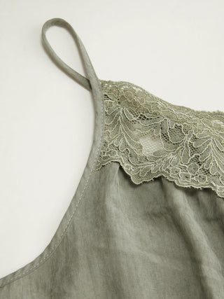 V-neck Lace Panel Oversized Drawstring Bloomer Jumpsuit