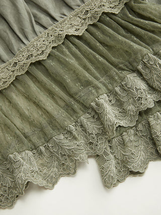 V-neck Lace Panel Oversized Drawstring Bloomer Jumpsuit