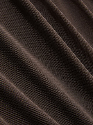 Textured High Neck Draped Straight Maxi Dress