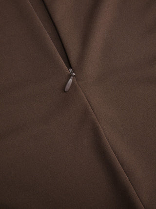 Textured High Neck Draped Straight Maxi Dress