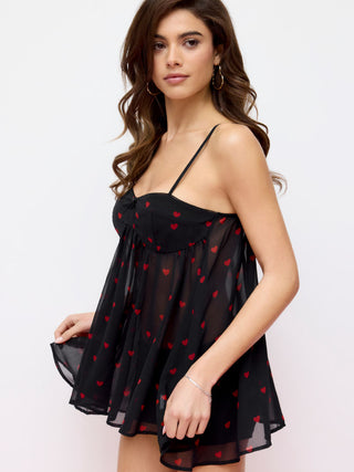 Chiffon Leopard Bowknot Oversized Mini Nightdress