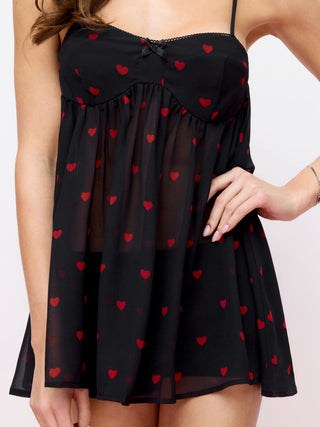 Chiffon Leopard Bowknot Oversized Mini Nightdress