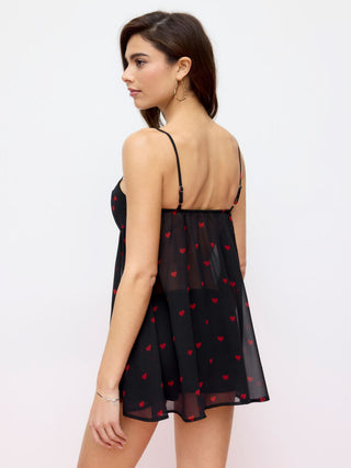 Chiffon Leopard Bowknot Oversized Mini Nightdress