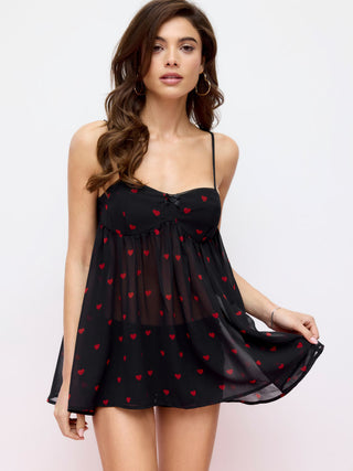 Chiffon Leopard Bowknot Oversized Mini Nightdress