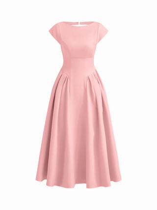 Sculptural Boat Neck Cut Out Backless Ruffle Maxi Dress