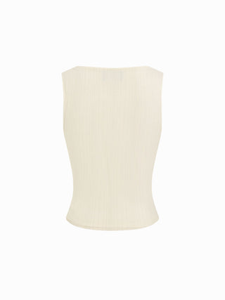 Cowl Neck Ruched Tank Top With Rhinestone