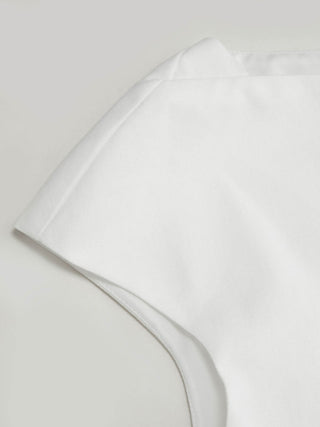Linen-blend Boat Neck Ruched Cut Out Tie Back Top