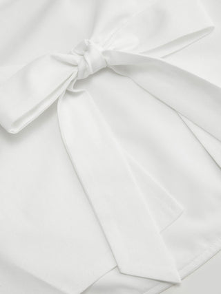 Linen-blend Boat Neck Ruched Cut Out Tie Back Top