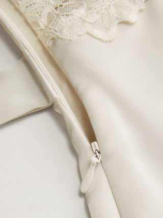 Square Neck Lace Panel Slip Knotted Mini Dress