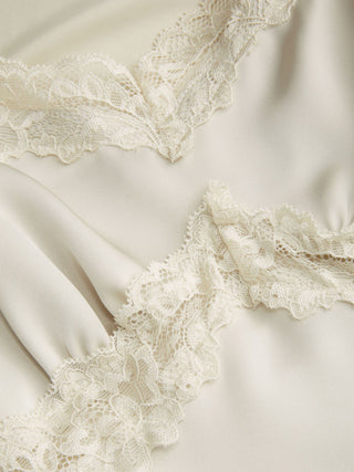Square Neck Lace Panel Slip Knotted Mini Dress