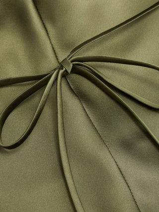 Satin Strapless Tie Back Maxi Dress
