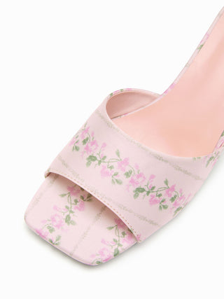 FLORAL PATTERN CHUNKY HEEL SANDALS For Date Party/Clubbing Vacation