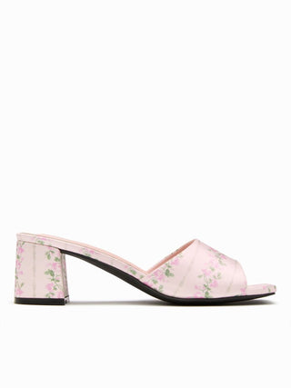 FLORAL PATTERN CHUNKY HEEL SANDALS For Date Party/Clubbing Vacation