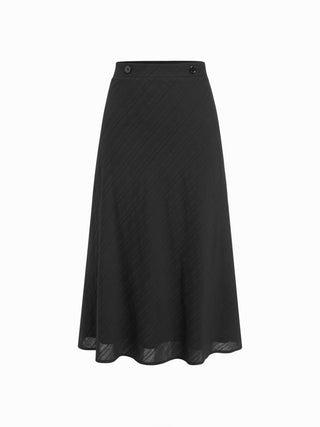 Cotton V-Neck Button Front Peplum Top & Mid Rise A-line Maxi Skirt Set With Belt