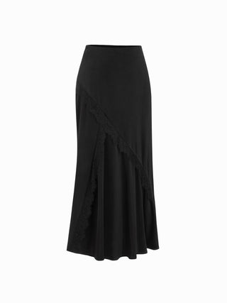 Holiday Dress Valentine Wuthering Romance Satin Satin Mid Rise Lace Mermaid Maxi Skirt For Date Party/Clubbing