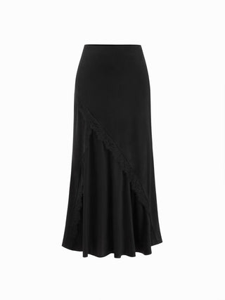 Holiday Dress Valentine Wuthering Romance Satin Satin Mid Rise Lace Mermaid Maxi Skirt For Date Party/Clubbing