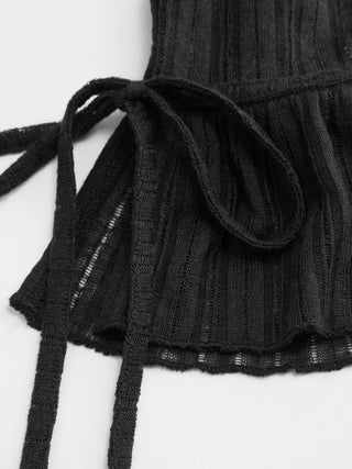 Textured Collar Long Sleeve Ruffle Cuff Top