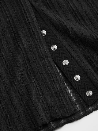 Textured Collar Long Sleeve Ruffle Cuff Top
