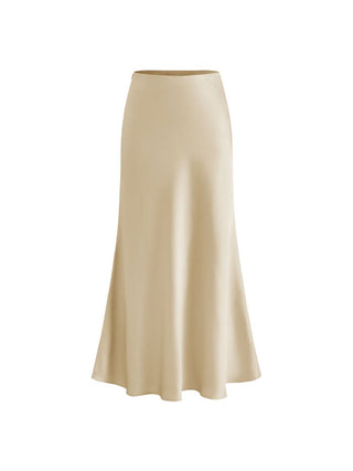 Satin Mid Rise Ruffle Maxi Skirt
