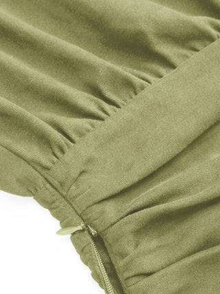 Cotton-blend Asymmetrical Neck Ruched Tee