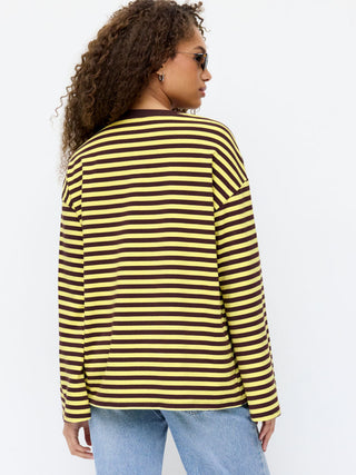 Cotton-blend Stripe Oversized Tee
