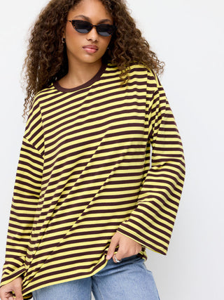 Cotton-blend Stripe Oversized Tee