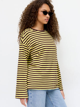 Cotton-blend Stripe Oversized Tee