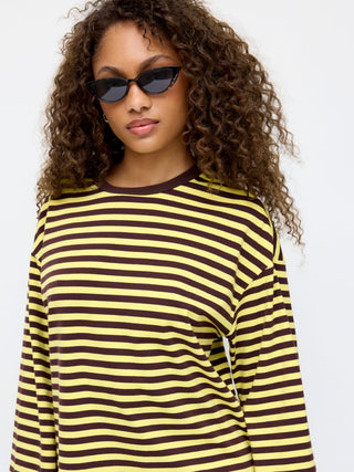 Cotton-blend Stripe Oversized Tee