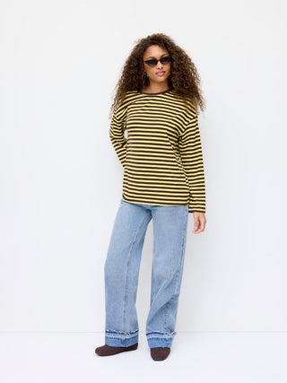Cotton-blend Stripe Oversized Tee