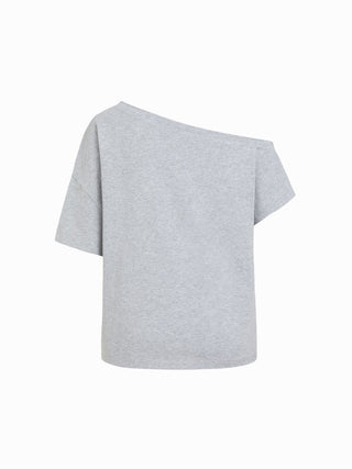 Cotton-blend Dachshund Graphic Asymmetrical Neck Oversized Tee
