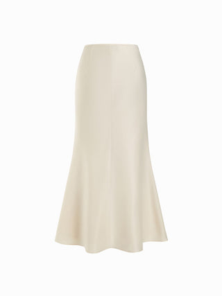 Stand Collar Cinched Waist Top With Belt & Zipper Mermaid Maxi Skirt Set