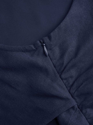 Linen-blend Boat Neckline Solid Bowknot Tank Top