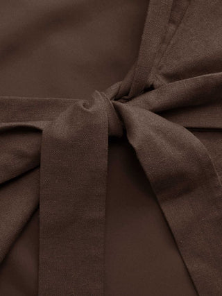 Linen-blend Boat Neckline Solid Bowknot Tank Top