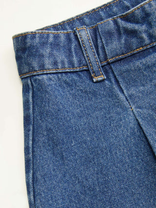 Denim Mid Rise Wide Leg Shorts