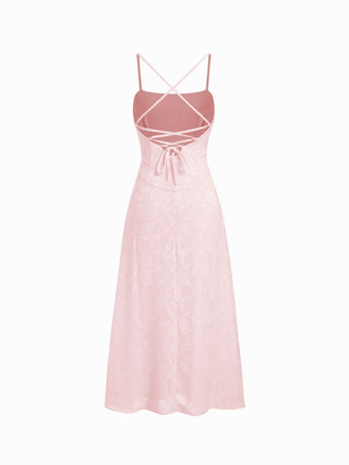 Jacquard Floral Tie Back A-line Maxi Dress