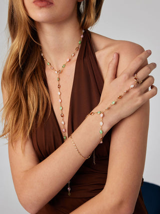 OVAL RESIN LAYERED HAND CHAIN BRACELET