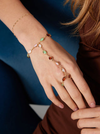 OVAL RESIN LAYERED HAND CHAIN BRACELET