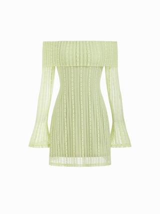 Off-shoulder Bell Sleeve Lace Bobycon Mini Dress