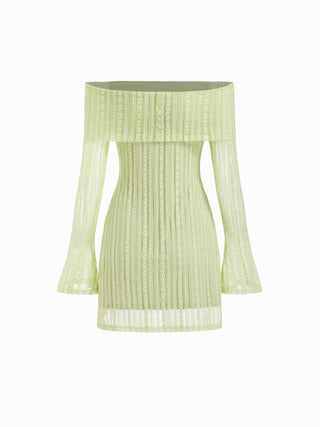 Off-shoulder Bell Sleeve Lace Bobycon Mini Dress