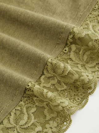 Knit Fabric Cotton-blend Square Neck Lace Trim Tank Top For Daily Casual