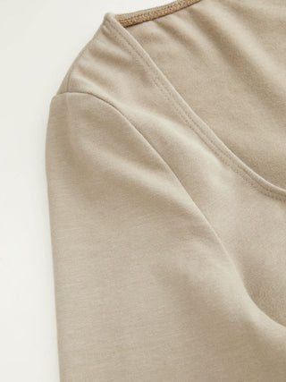 Cotton-blend Scoop Neckline Mid-length Sleeve Tee