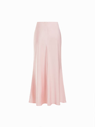 Satin Mid Rise Ruffle Bias Maxi Skirt