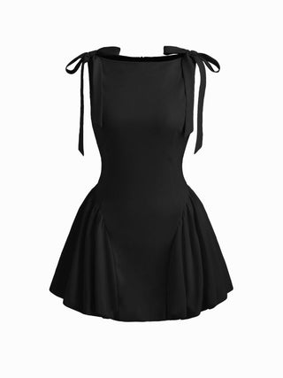 Grad Dresses Cute Summer Dresses Party Dress For Party New Years Holiday Dress Valentine rush outfits special occasion dresses Woven Sculptural Boat Neck Bowknot Bubble Hem Mini Dress For Date