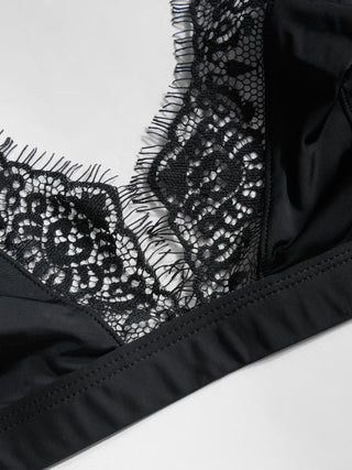 Satin Satin Lace Trim Triangle Bralette For Home Bedroom