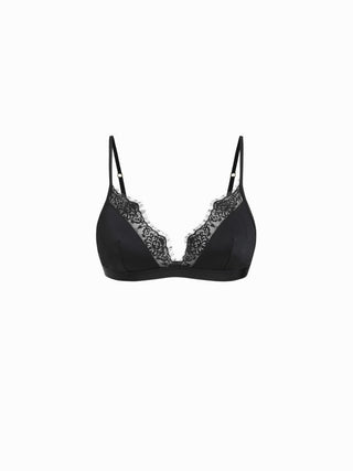 Satin Satin Lace Trim Triangle Bralette For Home Bedroom