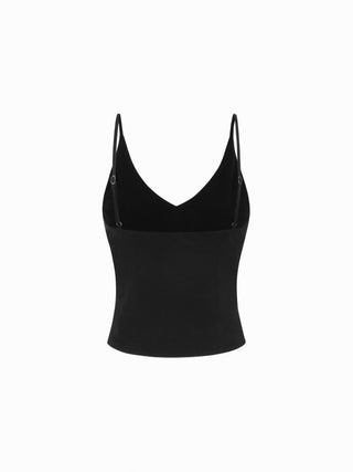 Lace Boat Neck Short Sleeve Backless Blouse & Cami Top Set