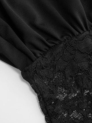 Asymmetrical Neck Floral Lace Ruched Top