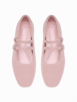 DOUBLE STRAP KNITTED MARY JANE FLATS