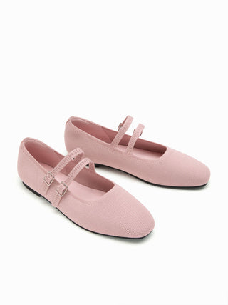 DOUBLE STRAP KNITTED MARY JANE FLATS